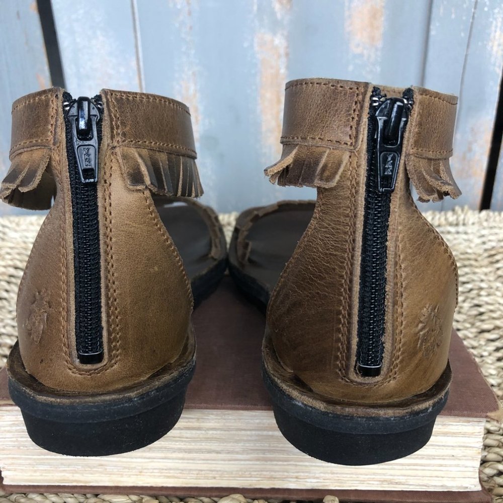 Fly London Mexu Leather Ankle Fringe Sandal Sz 36, US 5.5 - 6 - Picture 7 of 15